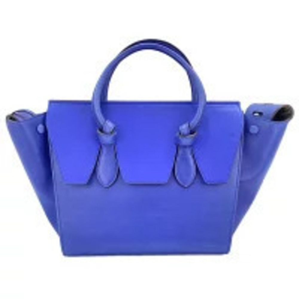 Celine Leather Tie Bag Tote Blue